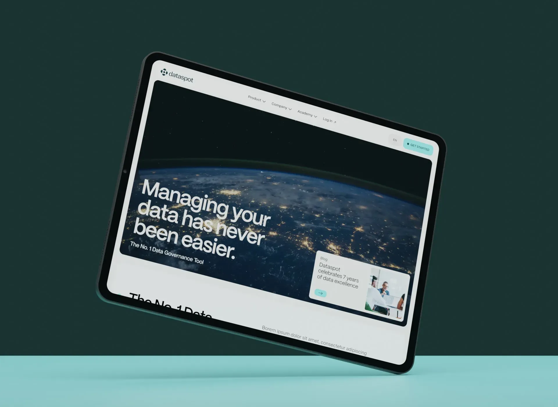 Dataspot archive project website design tablet mockup
