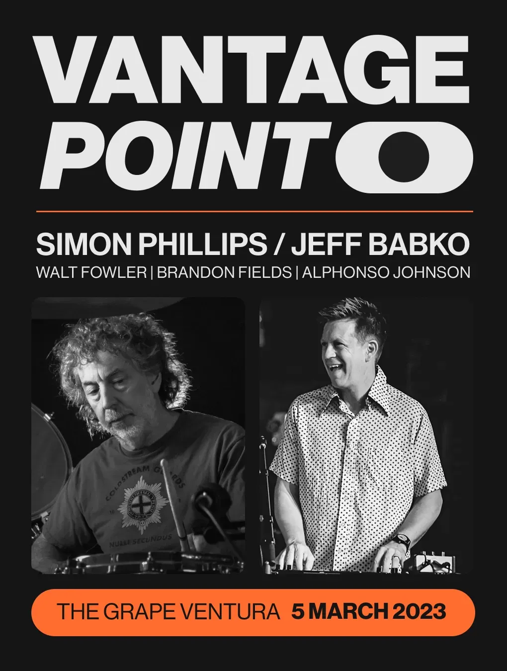 Vantage Point Simon Phillips & Jeff Babko concert promo flyer